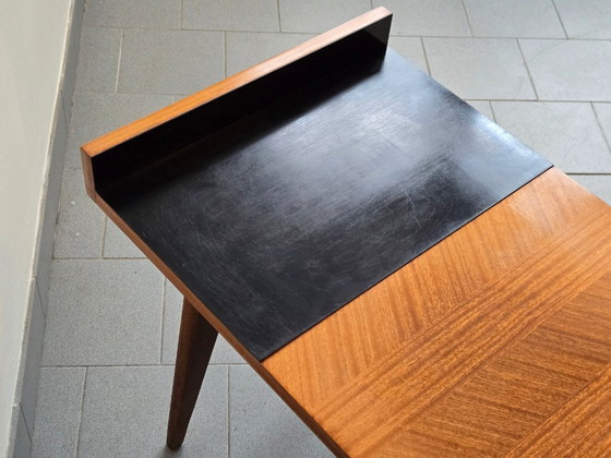 Image 1 of Vintage bijzettafel uit de jaren 50, zwart formica en mahoniehout, jaren 50, DLG Andre Monpoix