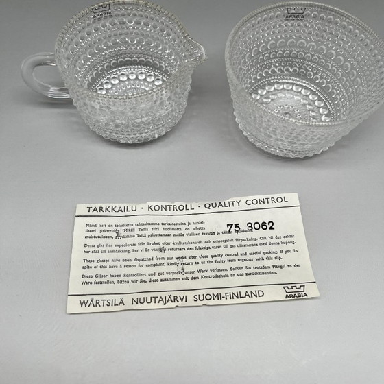 Image 1 of Arabia Nuutajärvi Kastehelmi Set zucchero e panna – Oiva Toikka – Finlandia – Scatola originale