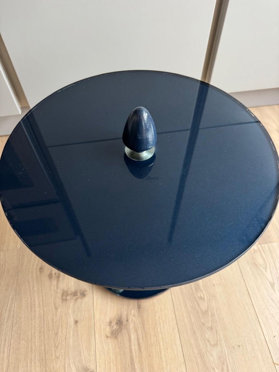 Leolux Exclusive Design Small Table Blue Glass. – Side tables, Wood (photo 8 of 9)