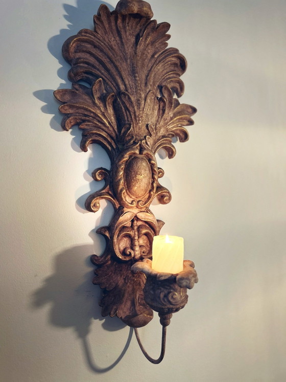 Incredible Patinated Wall Candle Holder – Plastic (photo 8 of 10)