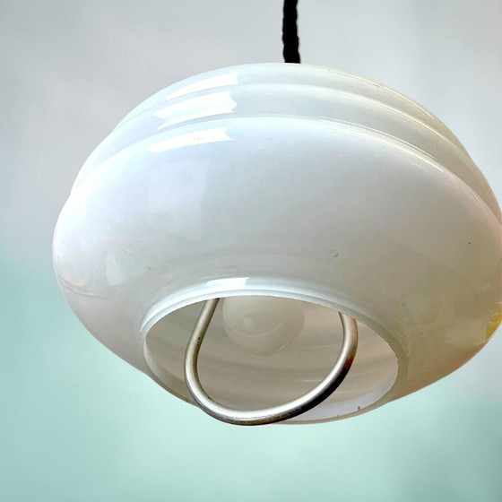 Hanglamp met uittrekbaar glazen frame in mid-century stijl voor de eetkamer, jaren 70. – Leeslamp, Glass (photo 4 of 10)