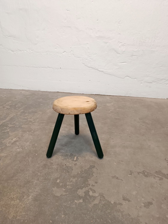 Tabouret trépied en bois rustique vintage, Marron (photo 6 sur 15)
