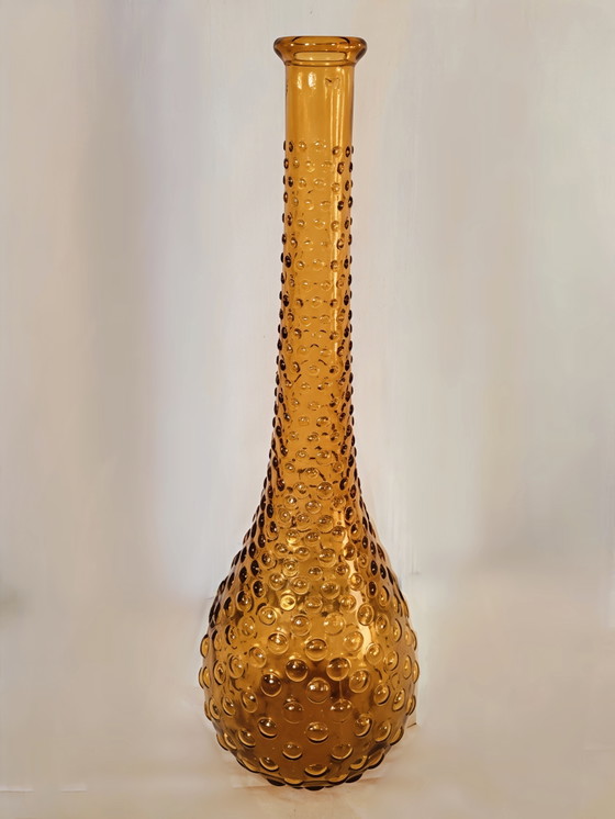 Image 1 of Beautiful large Vintage Empoli Vase (39 cm) - Amber Bubble Glass