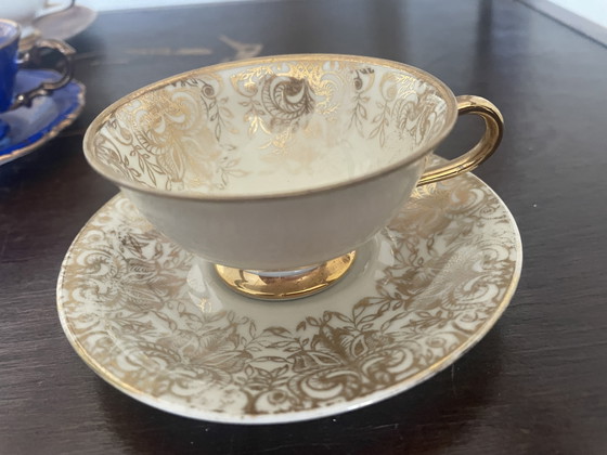 Image 1 of 3 tazas y platillos de café antiguos de Baviera
