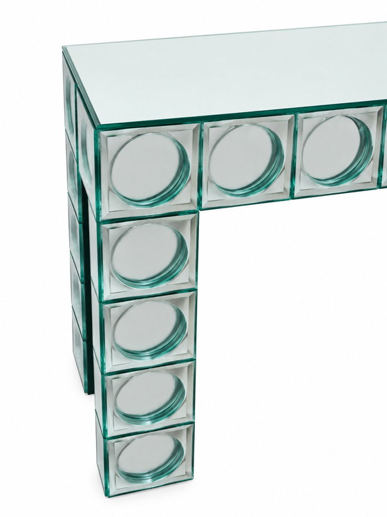 Consolle in vetro con piastrelle a specchio curve argentate tavolo d'ingresso – Console, Glass (photo 8 of 9)