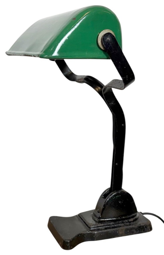 Image 1 of Lampada da tavolo vintage in smalto verde, anni '30