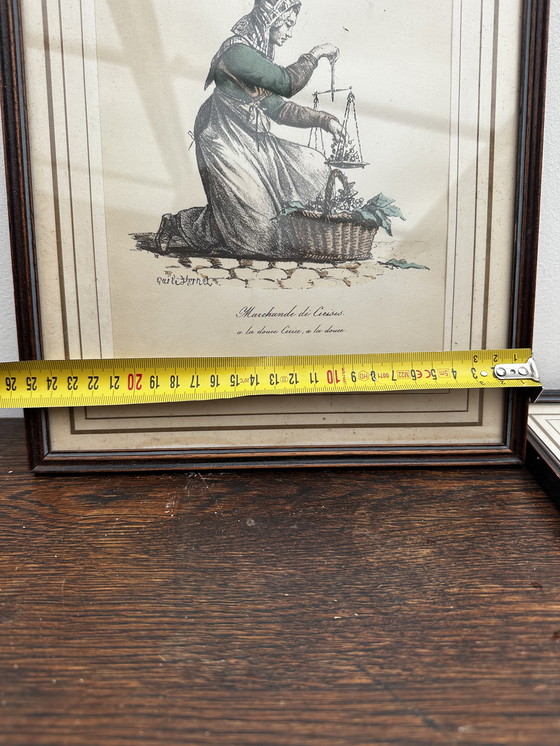 Image 1 of Carle Vernet - 2 incisioni - I mestieri di una volta - sotto cornici di legno