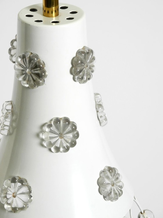 Image 1 of Wunderschöne kleine Pendelleuchte aus Metall im Stil der 50er-Jahre von Emil Stejnar in Trompetenform