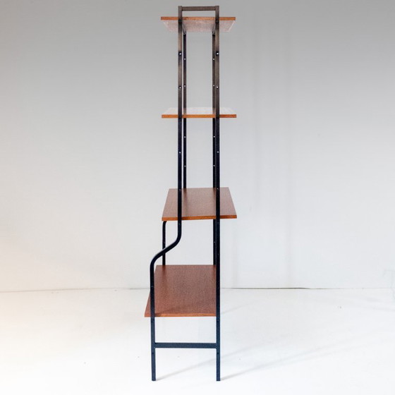 Image 1 of 1x Mid-Century Modern Teak Bookshelf with Iron Frame, Italy, 1960s