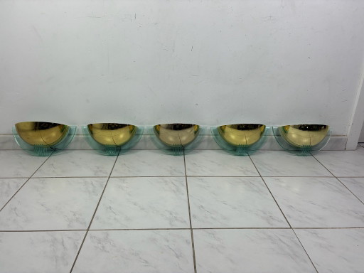 Set of 5 vintage Wall lights brass and plexi Massive