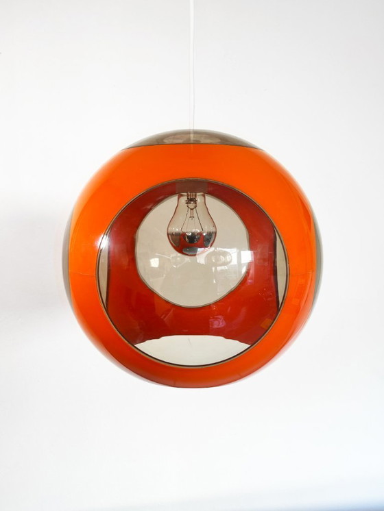 Image 1 of Suspension œil de mouche orange vintage années 70