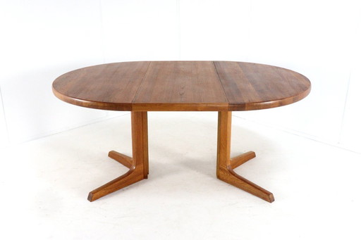 Gudme ronde 1x verlengbare eettafel 'Jysted' vintage Deens massief teak