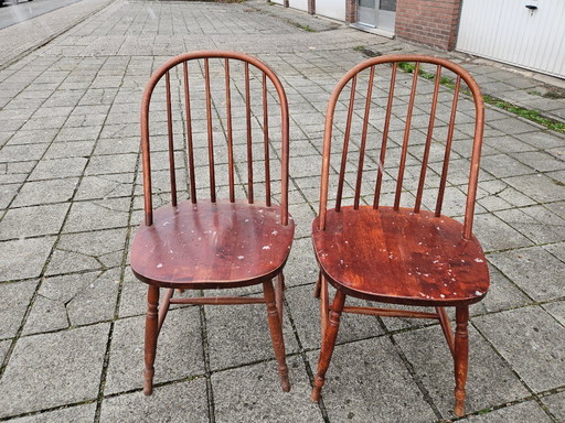 Set van 2 vintage Windsor spijlenstoelen - jaren '60