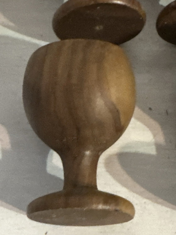 Vintage gedraaide houten eierdopjes set - standaard plus 6 stuks, Tafelaccessoires, Bruin (foto 11 van 15)