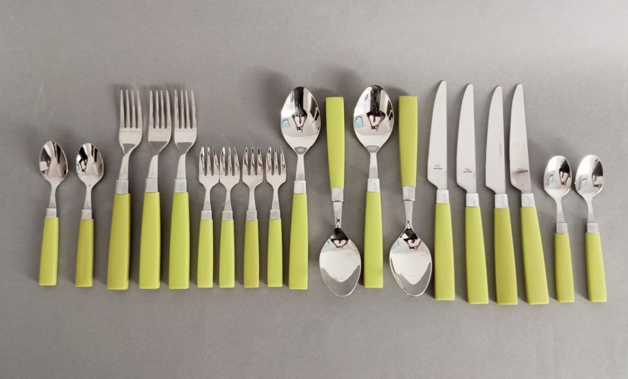 Guy Degrenne + Krupp Berndorf funky design cutlery set 1990s