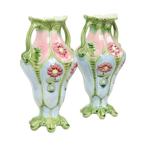 Art Nouveau Majolica Vases
