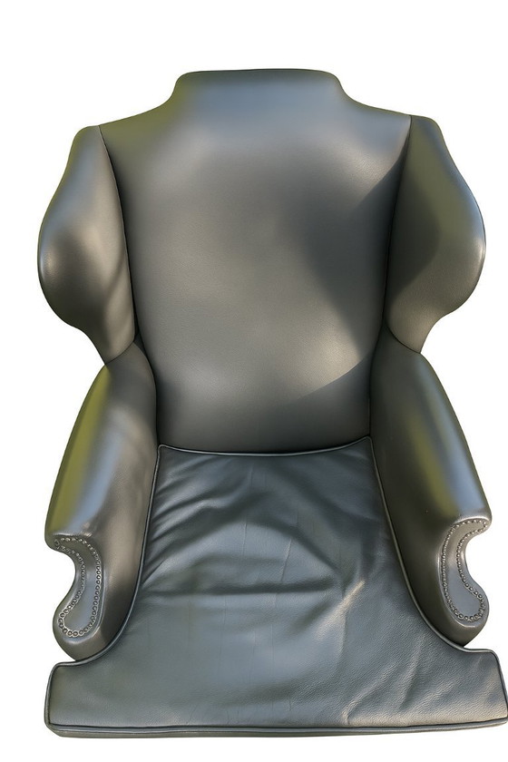 Image 1 of 2 x fauteuils à oreilles en cuir Baan Furniture