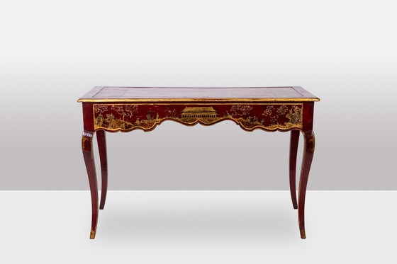 Image 1 of Bureau Plat de Style Louis XV à Décor de Scènes Lacustres, Circa 1800