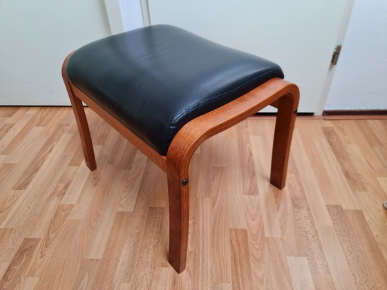Image 1 of Poggiapiedi / sgabello in pelle nera - bellissimo design danese