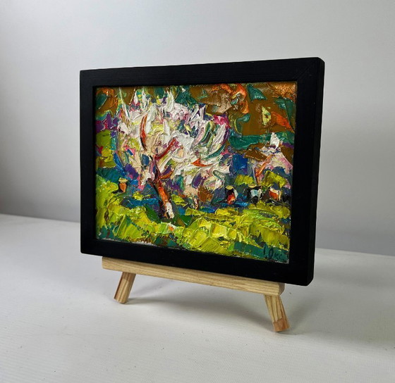 Image 1 of Original Oil Painting Colorful Nature Landscape Petals dancing in the spring breeze