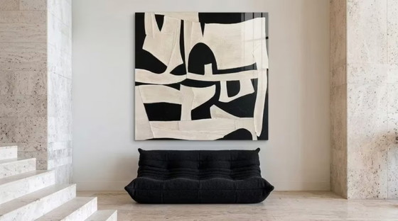 Minimalisme - Exclusief Wabi Sabi Abstract Zwart-wit op 5 mm acrylglas 95 cm x 95 cm – Giclée Prints (photo 4 of 4)