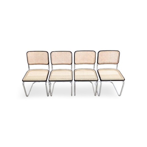 Image 1 of Ensemble de 4 chaises cantilever Thonet S32 V Breuer, toile de canne viennoise neuve