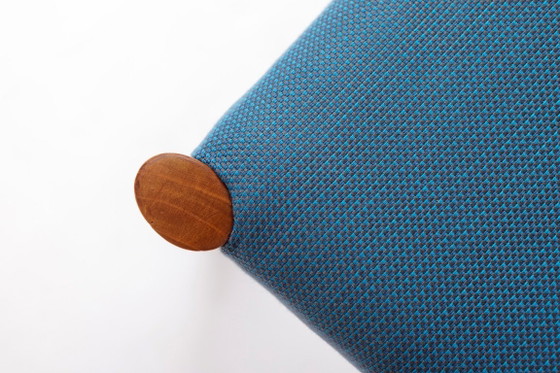 Image 1 of Vintage Lübke Dining Chair, Germany 1970s, Beech Wood Chair, Blue Upholstered Seat, Mid Century Modern Chair