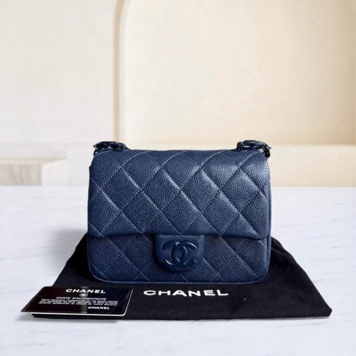 Chanel CC Flap Mini Square - Caviar Quilted All Blue Hardware Serie 29