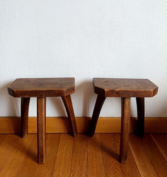 Image 1 of 2x vintage brutalist stools