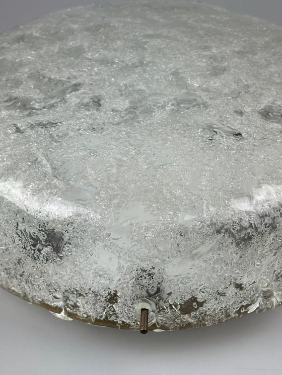 Image 1 of Lampada da soffitto anni '60 e '70 Plafoniera a filo in vetro ghiacciato Hillebrand Germania