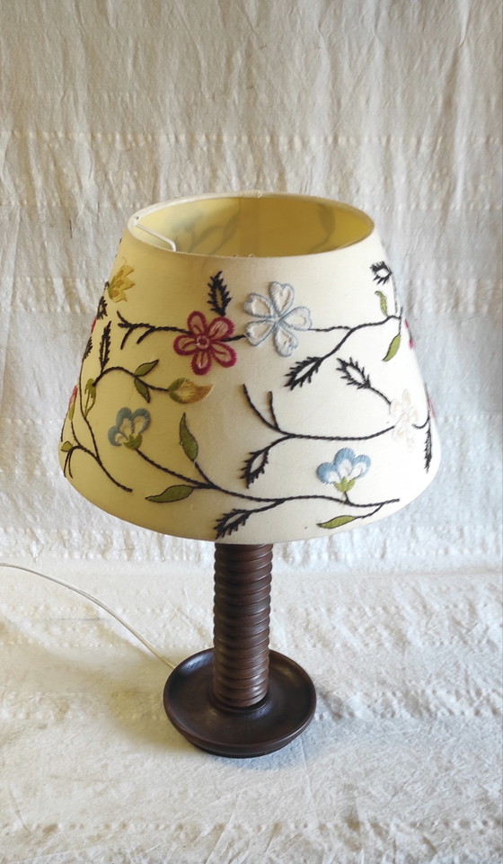 Image 1 of Turned solid wood table lamp - 1960s/70s