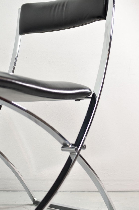 Image 1 of Superb Minimalistic Foldable Dining Chairs Designed by Marcelo Cuneo for Mobel Italia, Set of 4. Italy, 1970s.