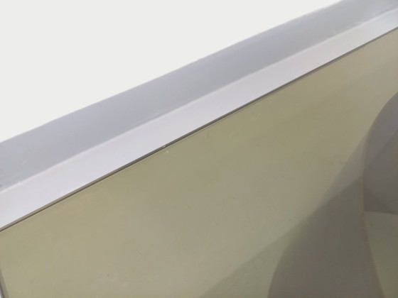 Image 1 of Vintage Space Age rectangular coffee table in steel and smoked glass from the 1970s