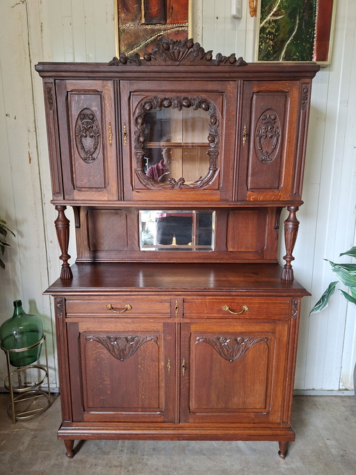 Antique sideboard, china cabinet, wall cabinet dim. 130x47cm and 213cm high
