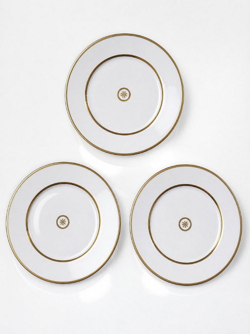 3 vintage Bernardaud Limoges porcelain dinner plates, Sparta pattern