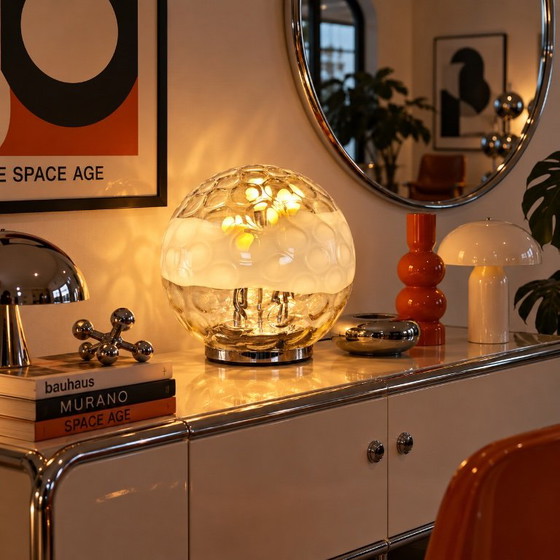 Vintage Murano Blown and Bubbled Glass Ball Lamp 1970s – Table lamps, Murano Glass (photo 2 of 13)
