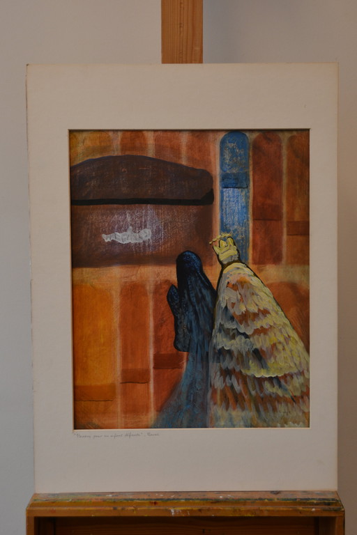 Peinture acrylique sans cadre sur papier W.Duyvendak Oegstgeest