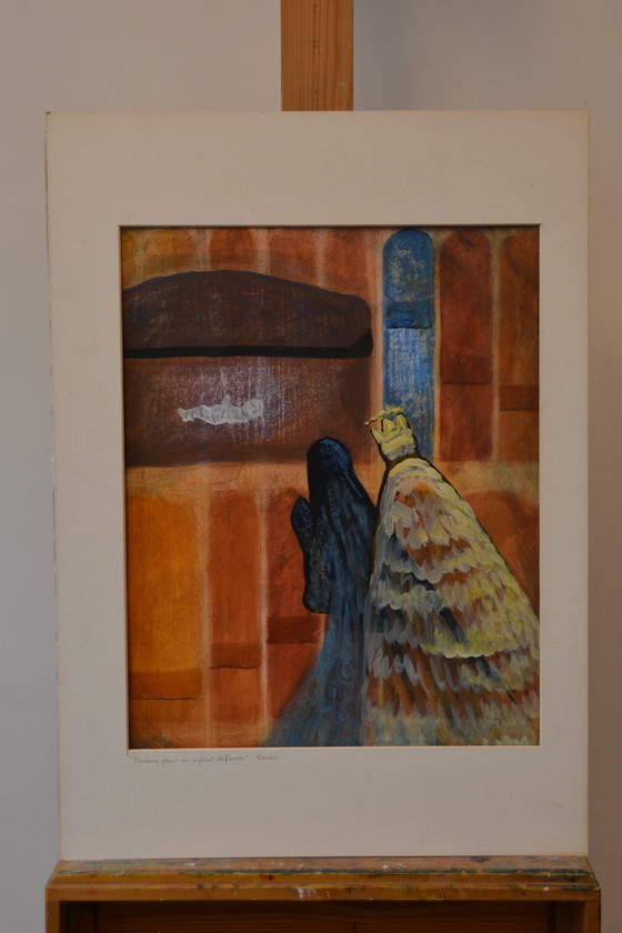 Image 1 of Peinture acrylique sans cadre sur papier W.Duyvendak Oegstgeest