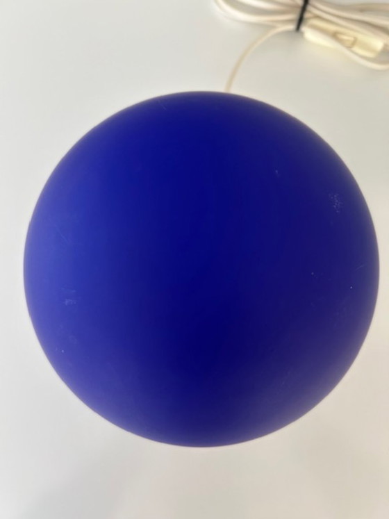 Lampe de table italienne,, Verre, Métal, Bleu, Space Age (photo 4 sur 8)
