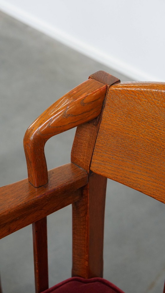 Image 1 of 4 x Jugendstil-Esszimmerstuhl Schuitema mit luxuriöser roter Stoffbespannung