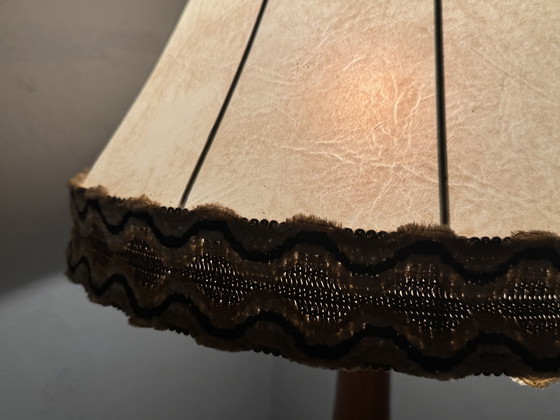 Image 1 of Vintage standing lamp with classic shade and wooden base