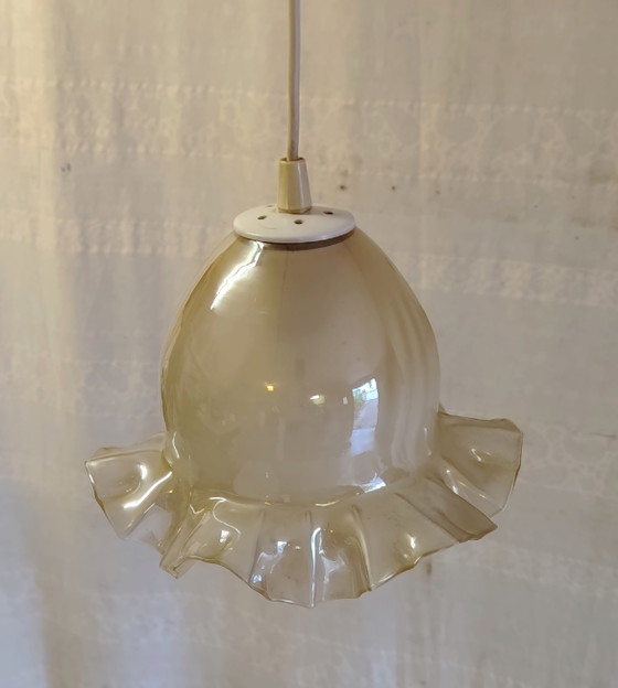Globe pendant light in skirted glass - mid-20th century – Pendant lamps (photo 6 of 8)