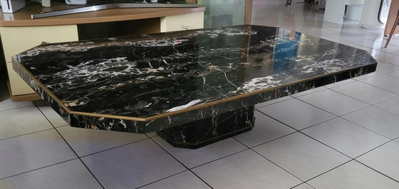 Luxury Vintage Italian Marble Coffee Table, Nero Portoro, Black (photo 9 of 13)