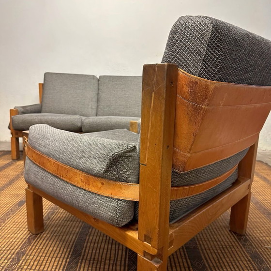 S32 Sofa & S15 Armchair by Pierre Chapo, France, 1966, Seating area, Wood, Grey (photo 15 of 15)