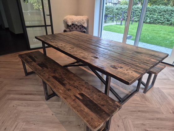 Image 1 of Timothy Oulton Axel table and benches 105x213