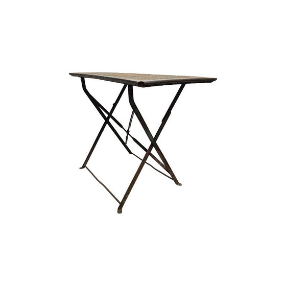 Image 1 of Old French metal bistro folding table, first half of the 20th century