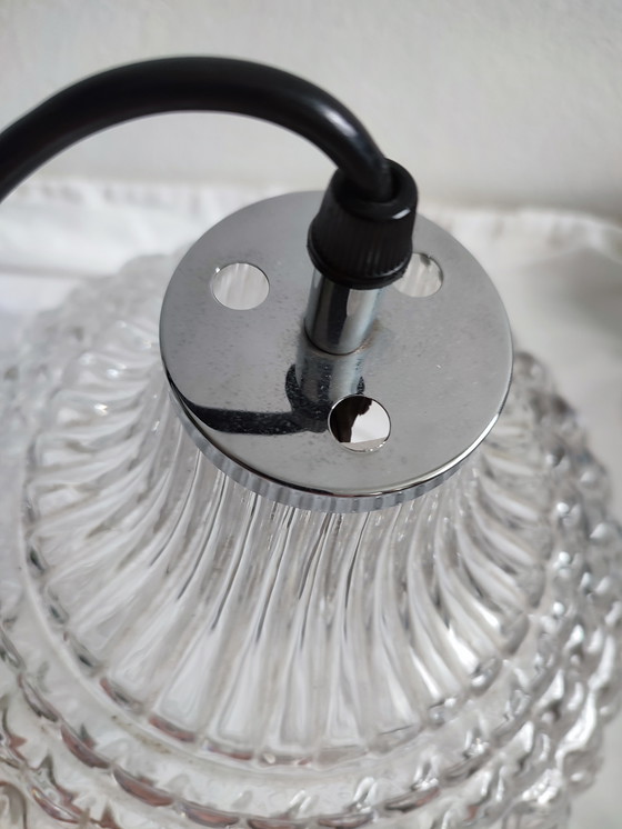 Image 1 of Crystal glass pendant bulb ceiling lamp Peill & Putzler 1960