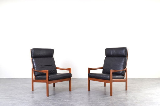 Mid-Century Teak Lounge Chairs by Illum Wikkelsø for Niels Eilersen, 1960s.