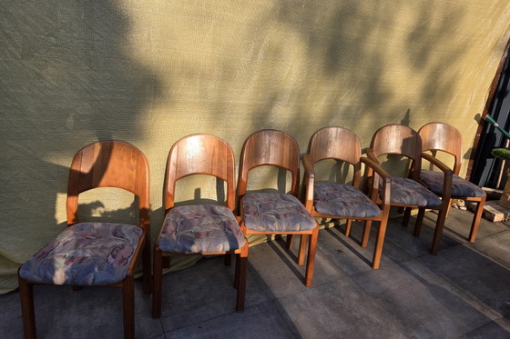 Image 1 of 6 Deense teakhouten design eetstoelen -