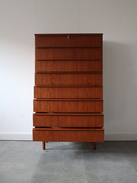 Image 1 of Vintage Deense ladekast in teak, tallboy